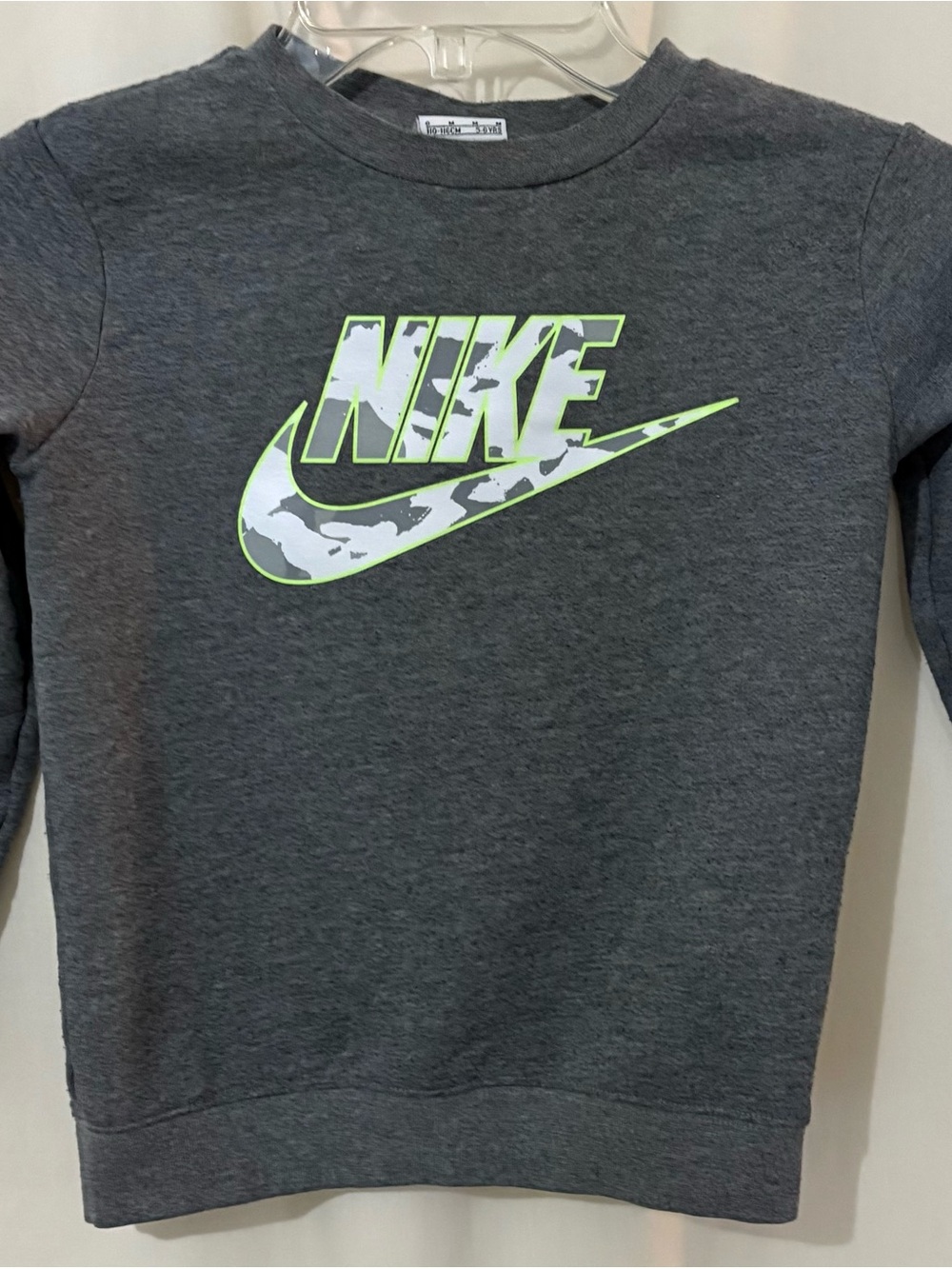 Nike Kids Dark Charcoal Sweatshirt with Neon-Trim Logo